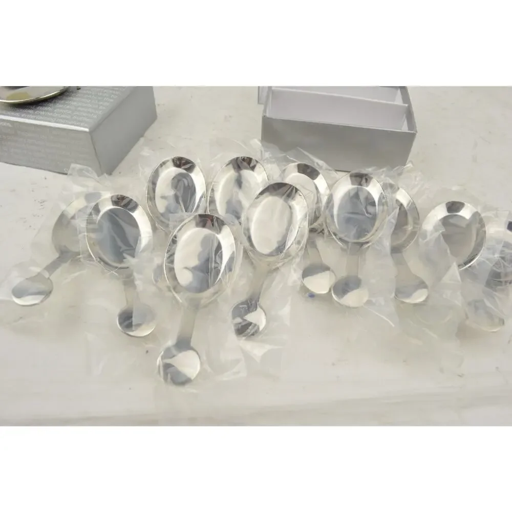 Crate & Barrel Appetizer Tasting Spoons One Bite Silver Tone Set of 12